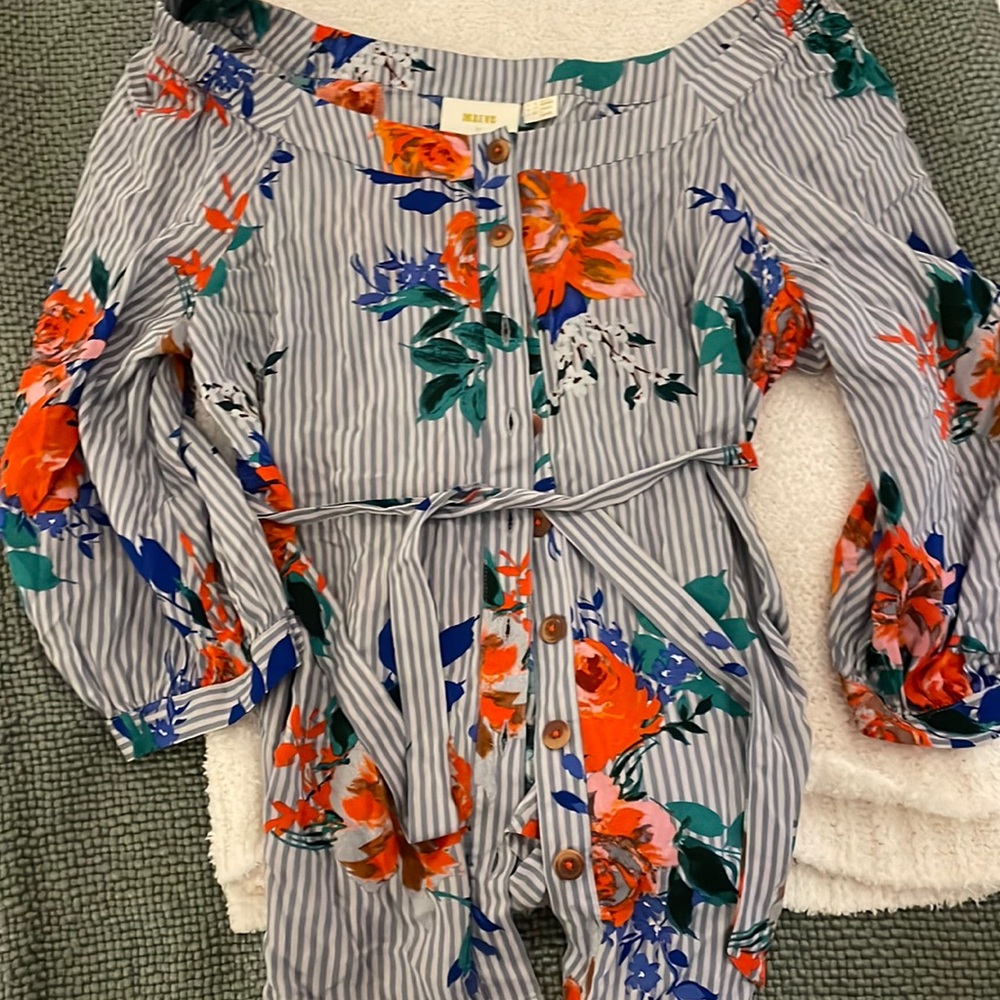 Off the shoulder floral blouse, Maeve brand from anthropologie